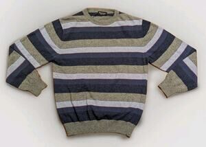 Marcello Italy Cashmere Merino Wool Sweater Mens M Striped Knit Luxury